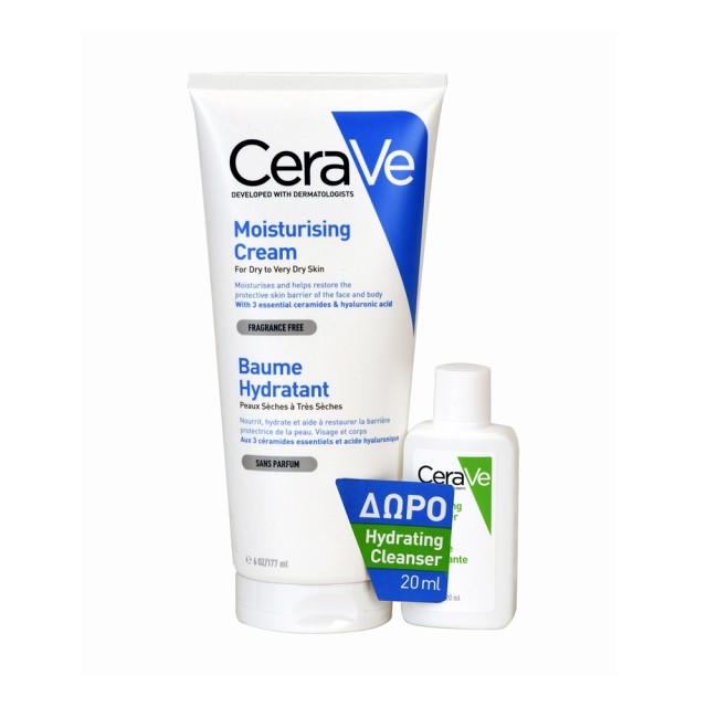 CeraVe Promo Moisturizing Cream Ενυδατική Κρέμα 177gr & Δώρο Hydrating Cleanser Ενυδατική Κρέμα Καθαρισμού 20ml
