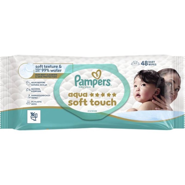 Pampers Aqua Soft Touch Μωρομάντηλα 48 Τεμάχια