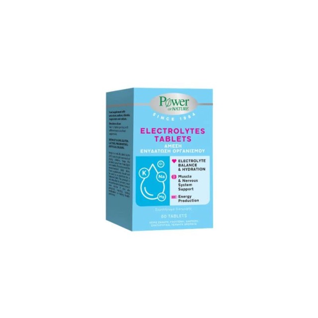 Power of Nature Electrolytes Συμπλήρωμα Διατροφής με Ηλεκτρολύτες για Άμεση Ενυδάτωση 60 ταμπλέτες