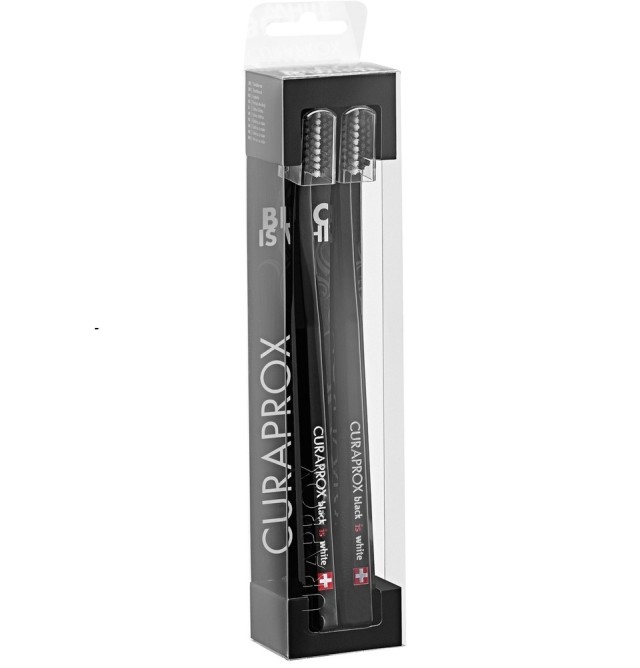 Curaprox Black is White Οδοντόβουρτσα για Λευκά Δόντια 2 Τεμάχια