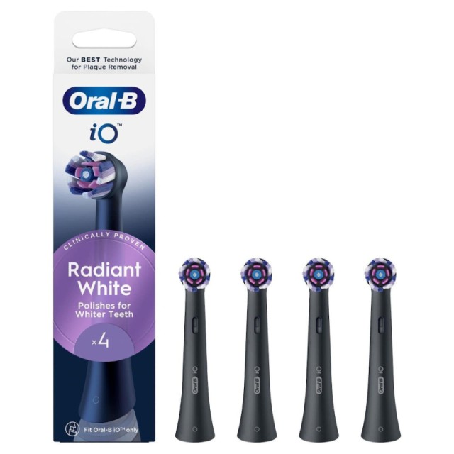 Oral-B iO Radiant White Ανταλλακτικές Κεφαλές Ηλεκτρικής Οδοντόβουρτσας Black, 4τεμ
