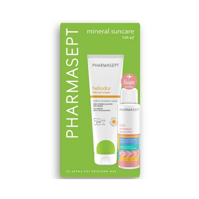 Pharmasept Promo Heliodor Sun Cream SPF50 Παιδικό Αντιηλιακό, 150ml & Δώρο Kids Shampoo & Shower 2in1 Παιδικό Αφρόλουτρο & Σαμπουάν, 100ml