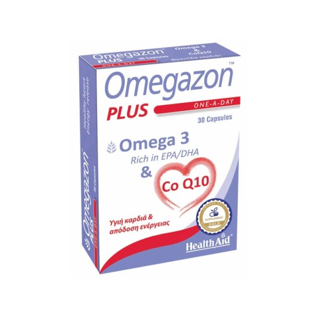 Health Aid Omegazon Plus One A Day Omega 3 & CoQ10 Ιχθυέλαιο για Ενίσχυση του Καρδιαγγειακού Συστήματος 30 κάψουλες
