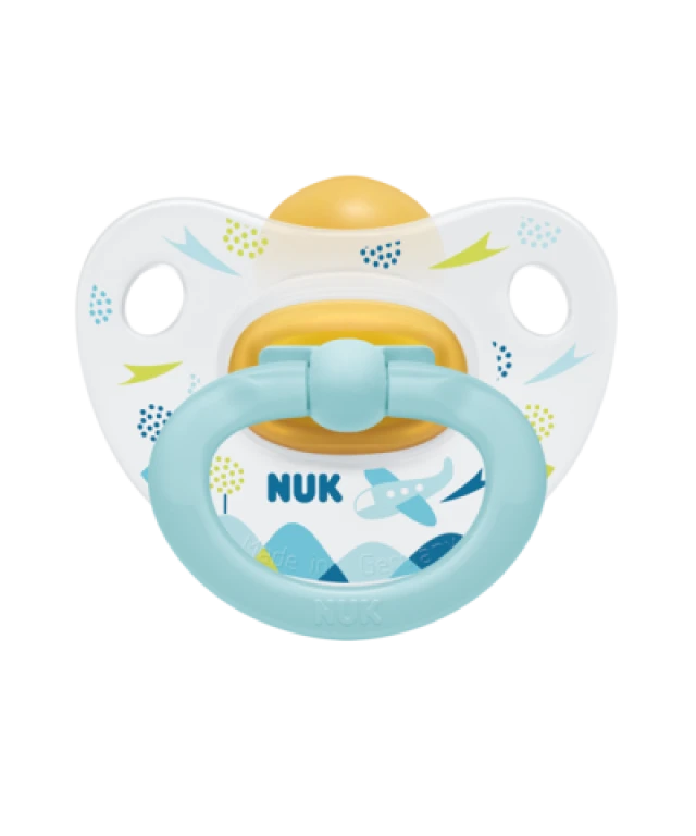 Nuk Happy Kids Ορθοδοντική Πιπίλα με Θηλή από Καουτσούκ με Κρίκο, από 6-18 μηνών (10.734.025)