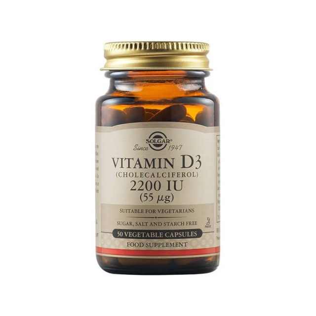 Solgar Vitamin D3 (Cholecalciferol) 2200IU (55μg), 50vcaps