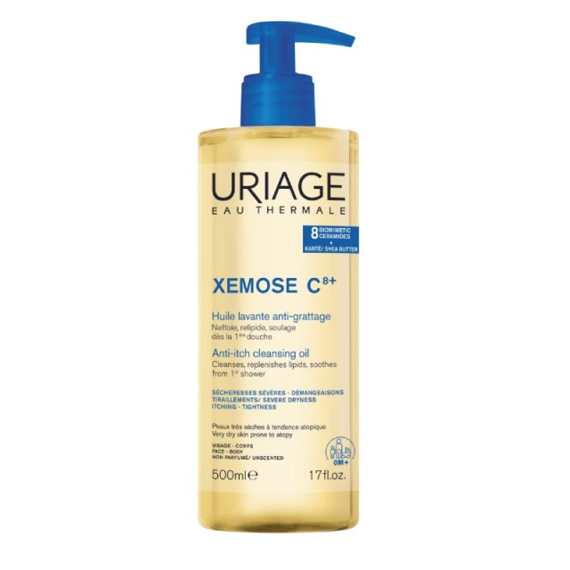 Uriage Xemose C8+ Anti-Itch Cleansing Oil Καταπραϋντικό Λάδι Καθαρισμού για το Ντουζ και το Μπάνιο για Πολύ Ξηρές Επιδερμίδες 500ml