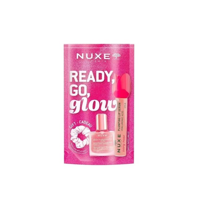 Nuxe Promo Ready, Go, Glow Huile Prodigieuse Or Florale 10ml & Very Rose Plumping Lip Serum 8ml & Hairband