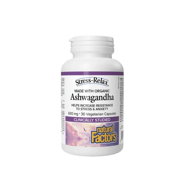 Natural Factors Ashwagandha 600mg για το Άγχος & το Στρες 30 Φυτικές Κάψουλες