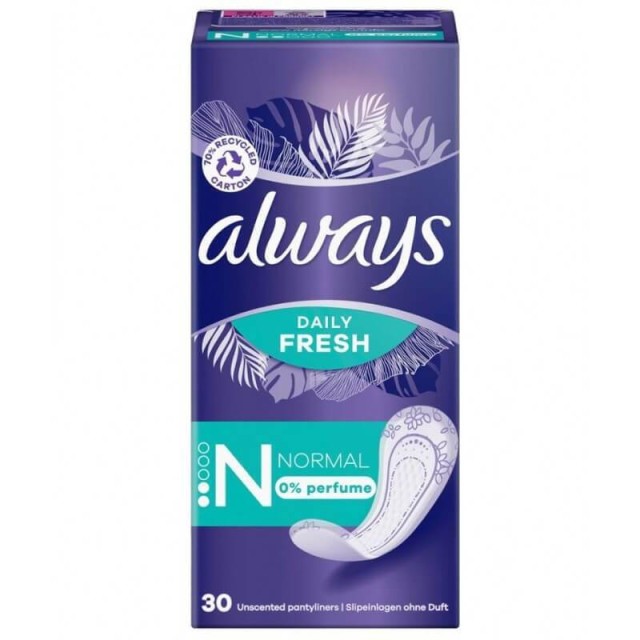 Always Daily Fresh Normal 0% Perfume 30 Τεμάχια