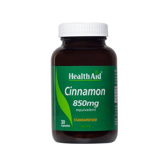 Health Aid Cinnamon 850mg Συμπλήρωμα Διατροφής Φυσικής Βοήθειας για τον Διαβήτη 30 κάψουλες