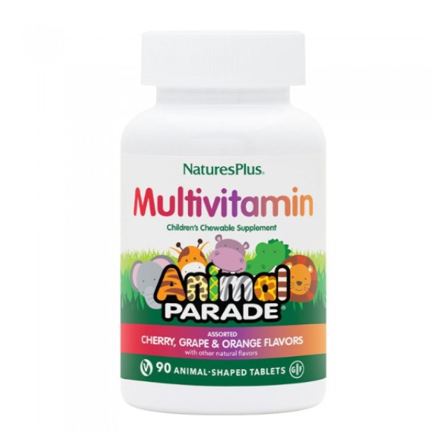 Natures Plus Animal Parade Assorted Chewable Παιδικές Πολυβιταμίνες Μασώμενες με Γεύση Κεράσι/Πορτοκάλι/Σταφύλι - 90tabs