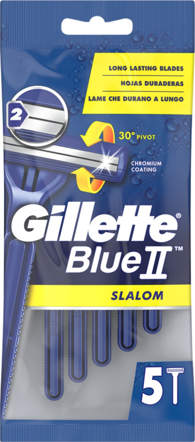 Gillette Blue II Slalom Ξυραφάκια Mε Κινούμενες Κεφαλές 5τμχ