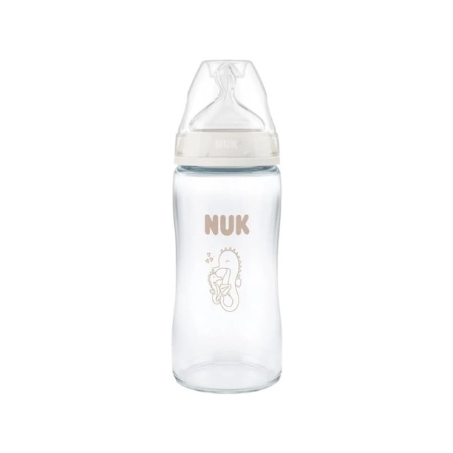 NUK First Choice Γυάλινο Μπιμπερό με Δείκτη Ελέγχου Θερμοκρασίας για 3m+, 240ml
