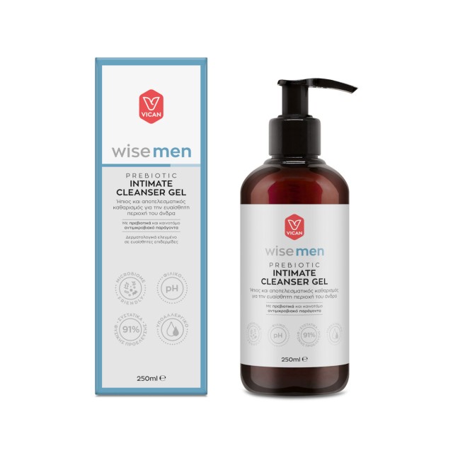 Vican Wise Men Prebiotic Intimate Cleanser Gel Τζελ Καθαρισμού για την Ευαίσθητη Περιοχή του Άνδρα, 250ml
