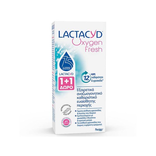 Lactacyd Promo Oxygen Fresh Εξαιρετικά Αναζωογονητικό Καθαριστικό της Ευαίσθητης Περιοχής, 200ml 1+1