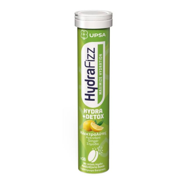 UPSA HydraFizz Hydra + Detox 16 Αναβράζοντα Δισκία Με Γεύση Λεμόνι