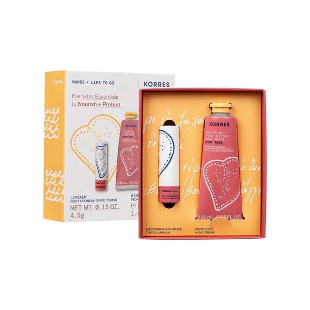 Korres Promo Moisturizing Care To Go Peony Rose Κρέμα Χεριών 50ml & Balm Χειλιών Grape Tinted 4.5gr
