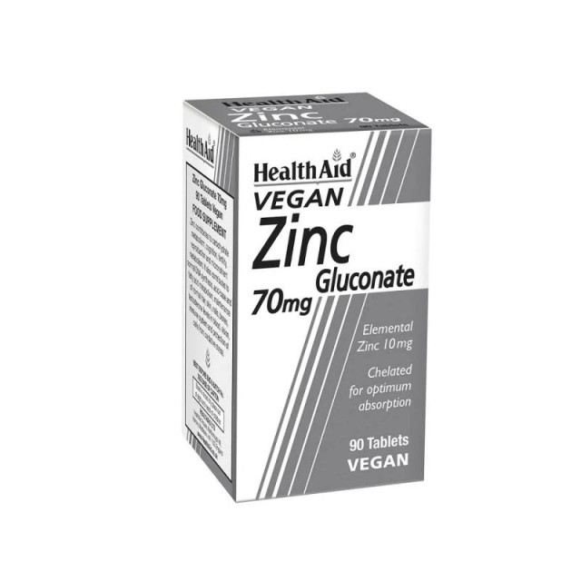 Health Aid Zinc Gluconate 70mg Συμπλήρωμα Διατροφής με Ψευδάργυρο 90 ταμπλέτες