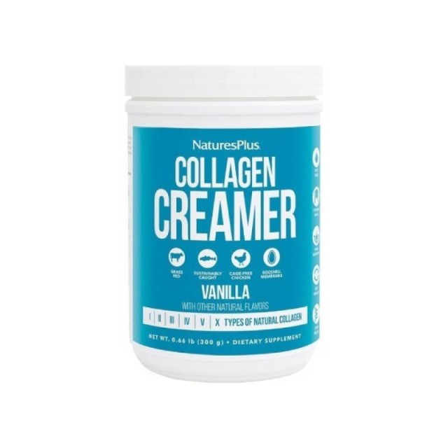 Natures Plus Collagen Creamer Vanilla Flavour Συμπλήρωμα Διατροφής Πεπτιδίων Κολλαγόνου Με Γεύση Βανίλια 300g