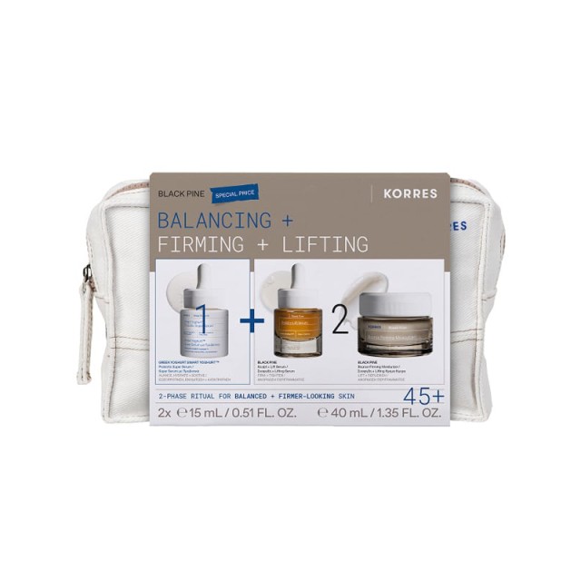 Korres Promo Greek Yoghurt Smart Probiotic Super Serum 15ml & Black Pine 4D Sculpt & Lift Serum 15ml & 4D Bounce, Firming & Moisturizer Day Cream 40ml & Δώρο Νεσεσέρ
