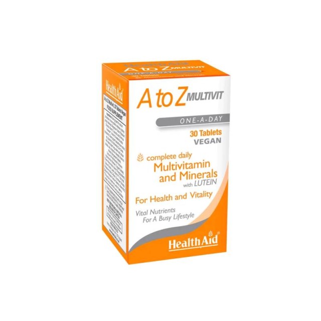 Health Aid A to Z Multivitamin Πολυβιταμίνη Συμπλήρωμα Διατροφής με Βιταμίνες, Μέταλλα και Λουτεΐνη 30tabs