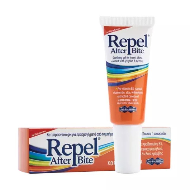 Uni-Pharma Repel After Bite - Καταπραϋντικό Τζελ, Χωρίς Αμμωνία, για Ανακούφιση από τα Τσιμπήματα, 20ml