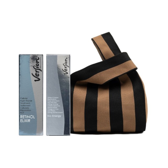 Version Derma Promo Retinol Elixir Κρέμα Νυκτός, 50ml, Bio Energy Αντιγηραντική Κρέμα Προσώπου & Λαιμού, 50ml & Δώρο Τσαντάκι, 1σετ