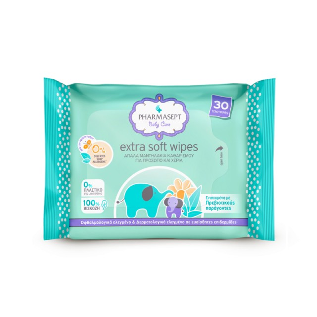 Pharmasept Baby Care Extra Soft Wipes  Απαλά Μωρομάντηλα Καθαρισμού  1x30τεμ